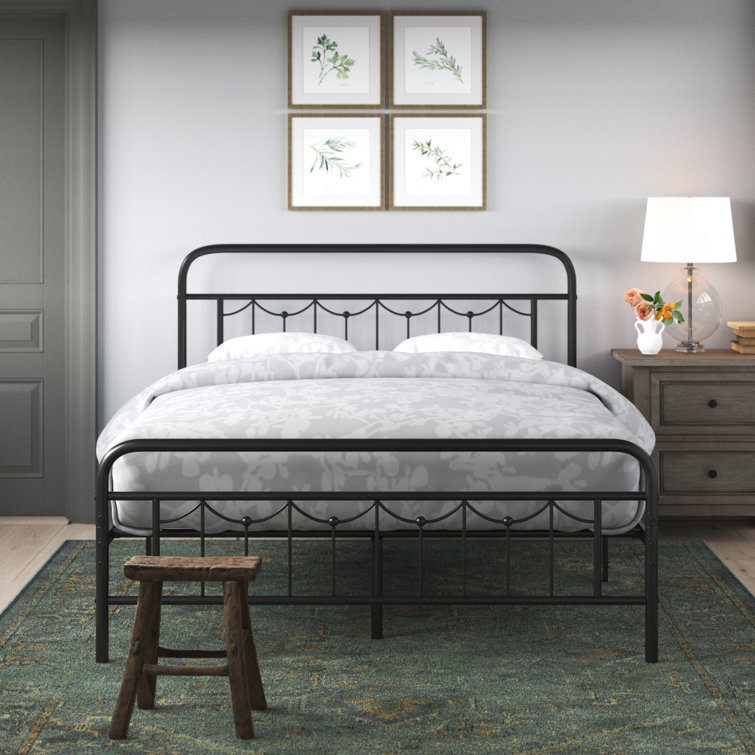 Dravin Metal Bed Frame with Vintage Headboard and Footboard Farmhouse Metal Platform Bed